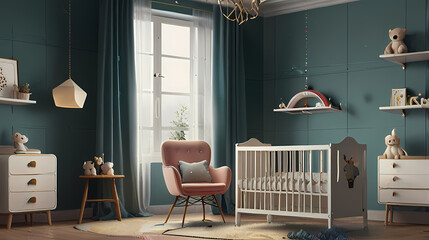 Background with a beautiful and neat baby room view theme