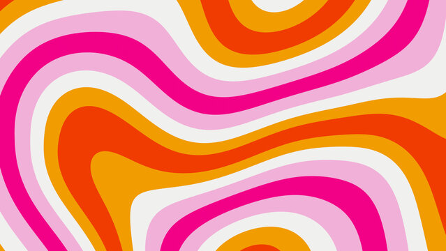 3d vector illustration abstract colorful background with rainbow oil waves dripples. LGBT Pride Lesbian pink symbol flag wallpaper. Retro 80s 90s colors. Psychedelic groovy 8k illustration