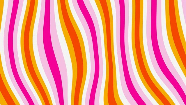 Illustration psychedelic wavy y2k liquid pink abstract pattern lines stripes background in lesbian LGBT pride colors. Retro 90s 80s disco music party summer texture template. Animation loop 30fps 4k
