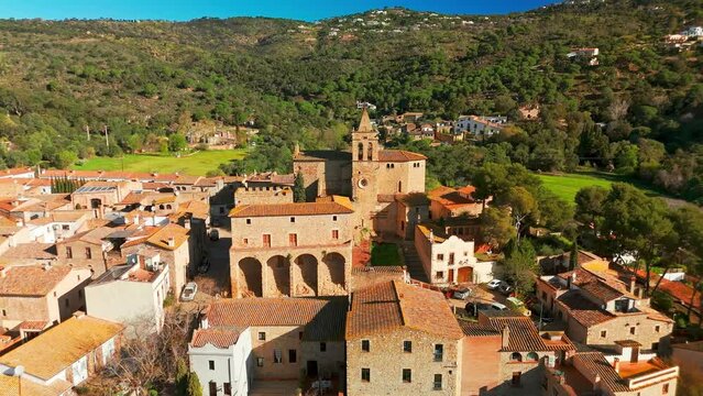 Aerial view of the castle of Benedormiens in Castell D'Aro in Catalonia, Spain