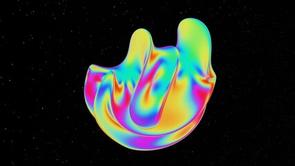 3d melting liquid metal holographic rainbow shape in space. Morph sci-fi futuristic alien sphere. Retro y2k disco music party template. Animation loop 30fps 4k - Powered by Adobe