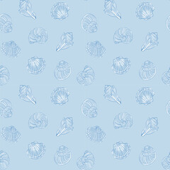 seamless coastal seashell beach repeat pattern vector file shell pattern, summer design