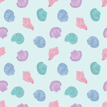 seamless coastal seashell beach repeat pattern vector file shell pattern, summer design