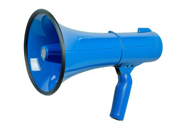 A large blue microphone with a black rim