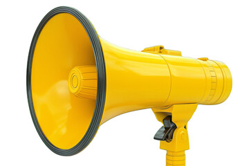 A yellow megaphone with a black handle