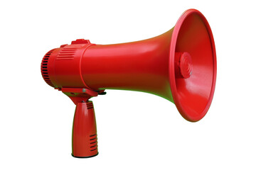 A red microphone with a red speaker on top