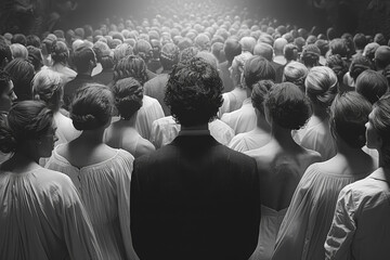 Obraz premium A symphony of voices echoing through the halls of debate, each expressing a distinct perspective on matters of importance. Concept of vocal diversity. Generative Ai.