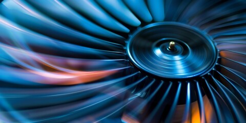 A close-up of a fan's blades spinning rapidly, with motion blur illustrating the cooling motion