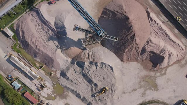 Top down aerial view of concrete plant in the United Kingdom