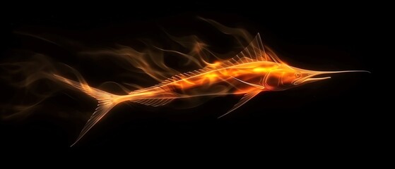 A marlin with a body of sleek fire