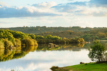 Autumn lake landscape, Alentejo Portugal.