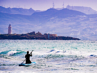 Female learning how to surf