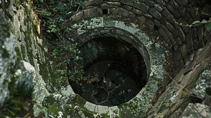 Remnants of a historic well or dungeon