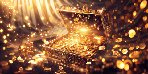 A gold chest and coin treasure.