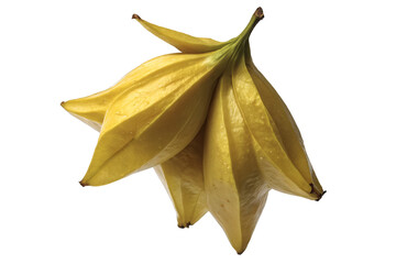 Fototapeta premium A transparent png of a star-shaped yellow starfruit stacked neatly against a white background, vivid and fresh