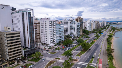 Aerial view of Avenida Beira Mar in Florianopolis, Santa Catarina, Brazil