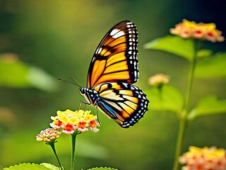 Fototapeta premium Butterfly Stock Photo, Butterfly, Beauty In Nature, Flower, Butterflies, Generated By Ai.