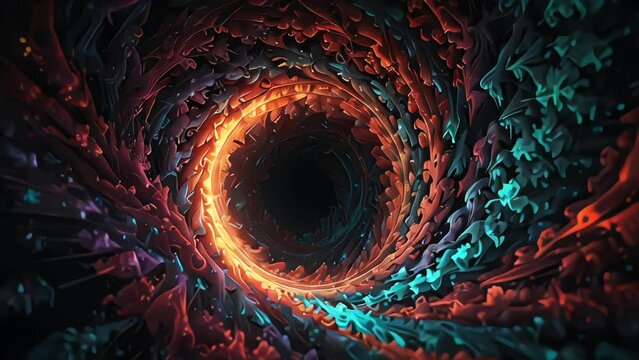 3d render glowing fractal trippy psychedelic motion illusion tunnel