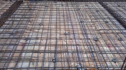 Floor slabs are under construction at a construction site.