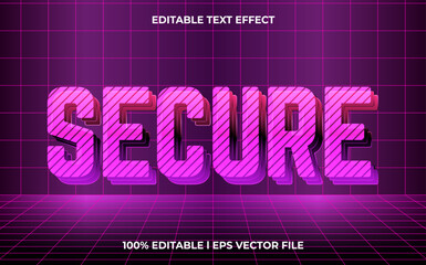 secure 3d editable vector text effect. Modern concept text effect, with combination glow techno colors.