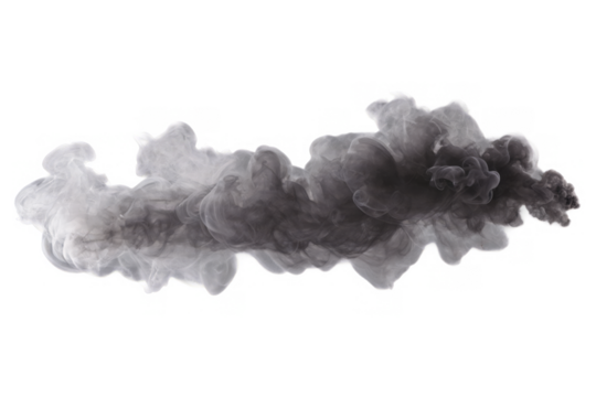 A flowing stream of smoke caught against a black background, ready for transparent png use
