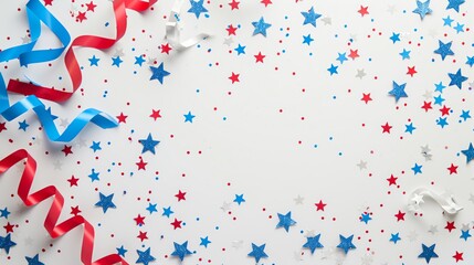 Obraz premium Design an American national holiday background with blue, white on a light grey background