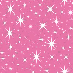 A seamless pattern tile of pink with stars in a cute illustration style. 