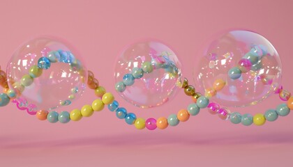 Fototapeta premium Glass forming DNA waves on a pink background