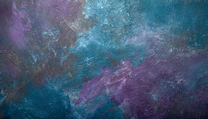 Abstract artistic background with textured surface in blue and purple tones