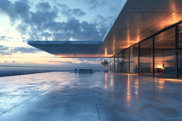 Concrete outdoor square building,Empty architectural background.
