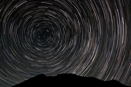 Star Trail Timelapse Mountain Silhouette