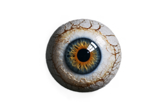 Highly detailed human eye illustration, transparent, white background, png, great for medical or artistic use