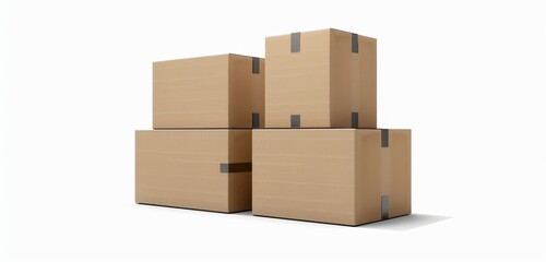  - High-resolution PNG file of a cardboard box warehouse mockup., Transparent background for easy integration into designs.