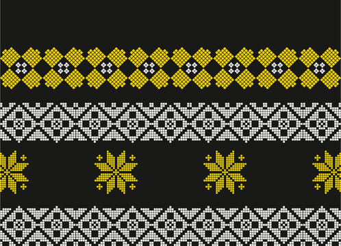 Black gold malay songket. Traditional Classic Malay handwoven black 'songket' with gold and silver threads vector. Motif Songket batik. Traditional design culture on songket melayu vector
