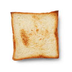 One piece of fresh toast bread isolated on white, top view
