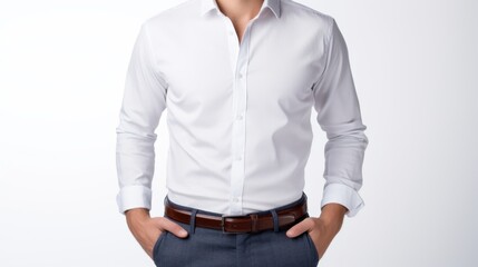 a young, handsome businessman standing confidently 