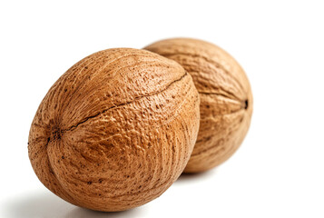 Nutmeg, isolated on white background