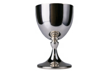 An exquisite silver wine goblet perfect for png representation on a transparent, white background