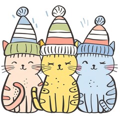 Fototapeta premium Kittens with a colorful rainbow hat