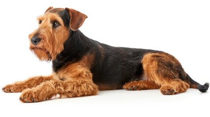 Airedale Terrier on white background 