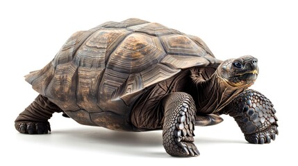 Aldabra Giant Tortoise on white background