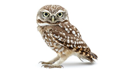 Fototapeta premium Burrowing Owl clearly photo on white background
