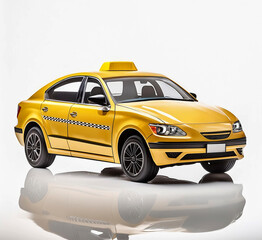Illustration of a yellow taxi on white background