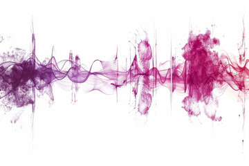 A pink and purple wave of sound with a white background