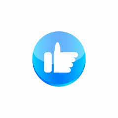 Thumb up like button vector. 3D like button icon with thumb finger hand sign symbol or shape for social media website and mobile app isolated on white background