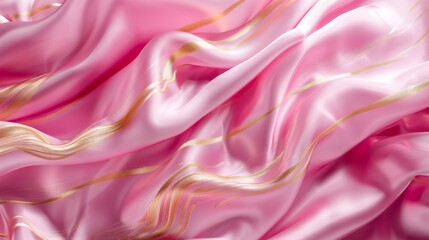 Obraz premium Pink silk texture background with gold accents.