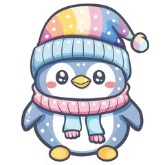 Little Blue Penguin with a colorful rainbow hat
