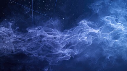 Obraz premium Dark blue vapor moving across minimalist cosmic lines, celestial mappings.