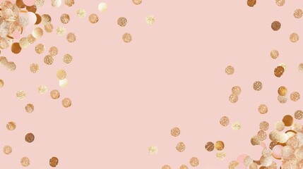 Dusty rose pink background with gold polka dot border.