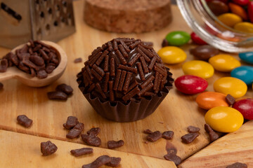 Chocolate bonbon and colorful candies